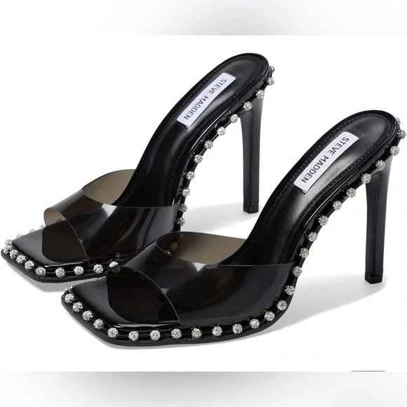 NWOB Steve Madden Women’s Zaylee Black Rhinestone Heels Size 8 - Sold Out - Picture 1 of 13
